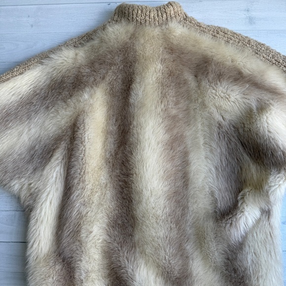 Vintage Faux Fur & Knit Oversized Jacket Size M/L - Picture 10 of 12